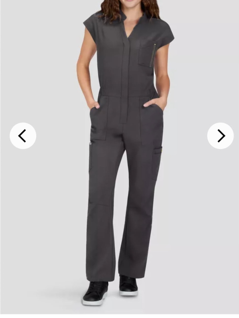 Uniform Advantage Solis x Koi Women’s Gray Medical Short Sleeve Zip Jumpsuit XS